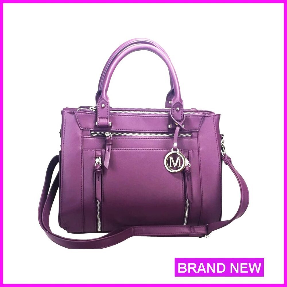 Faux Leather Shoulder Bag Multi Zipper Concealed Carry Gun Purse Functional